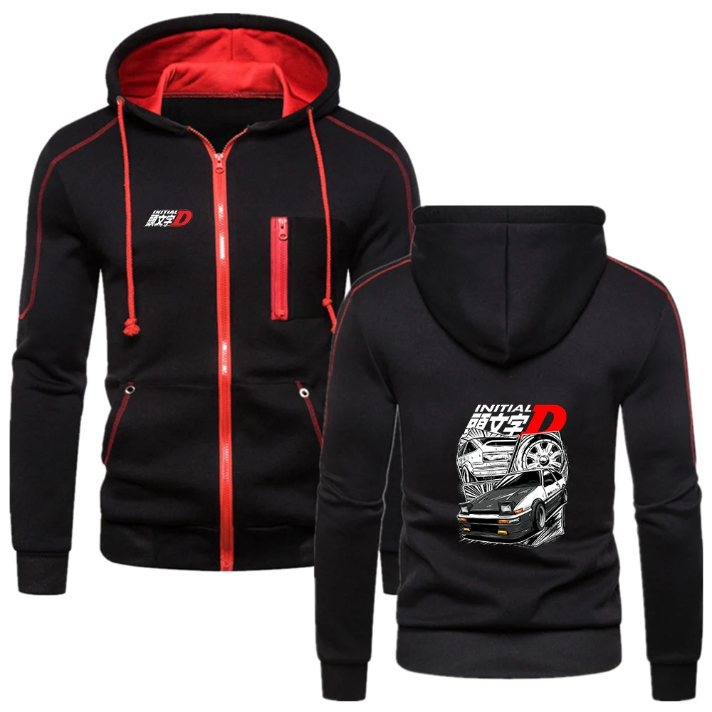 

Начальная D JDM автомобильная иллюстрация с логотипом и принтом, однотонные спортивные повседневные толстовки, весенне-осенние толстовки, модное свободное пальто в стиле хип-хоп