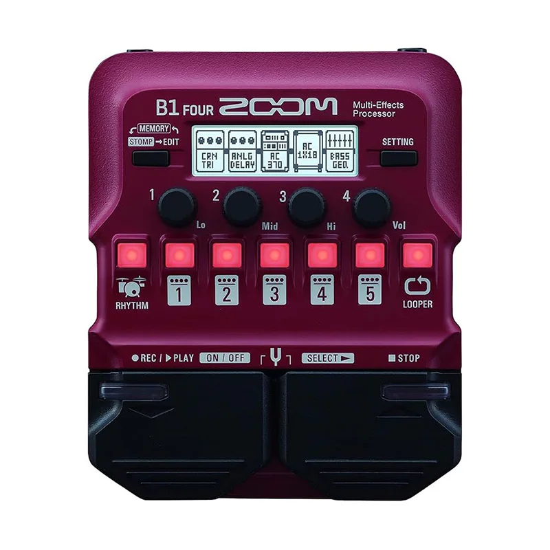 Pedal Procesador de Multiefectos para Bajo ZOOM B1 FOUR, con Más de 60 Efectos Integrados, Modelado de Amplificador, Looper para Usar con Guitarra y Bajo ZOOM