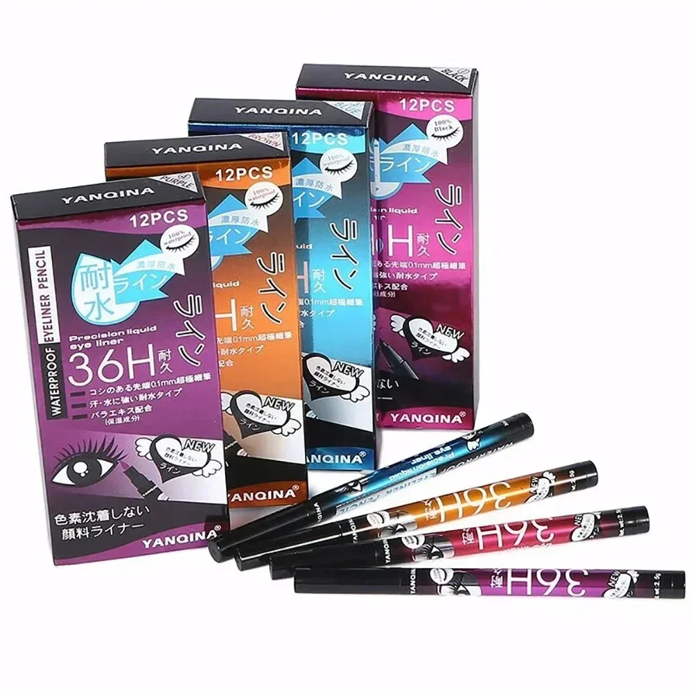 Eyeliner liquido nero matita Eyeliner impermeabile 36H penna Eyeliner liquido a lunga durata strumento cosmetico ad asciugatura rapida senza fioritura