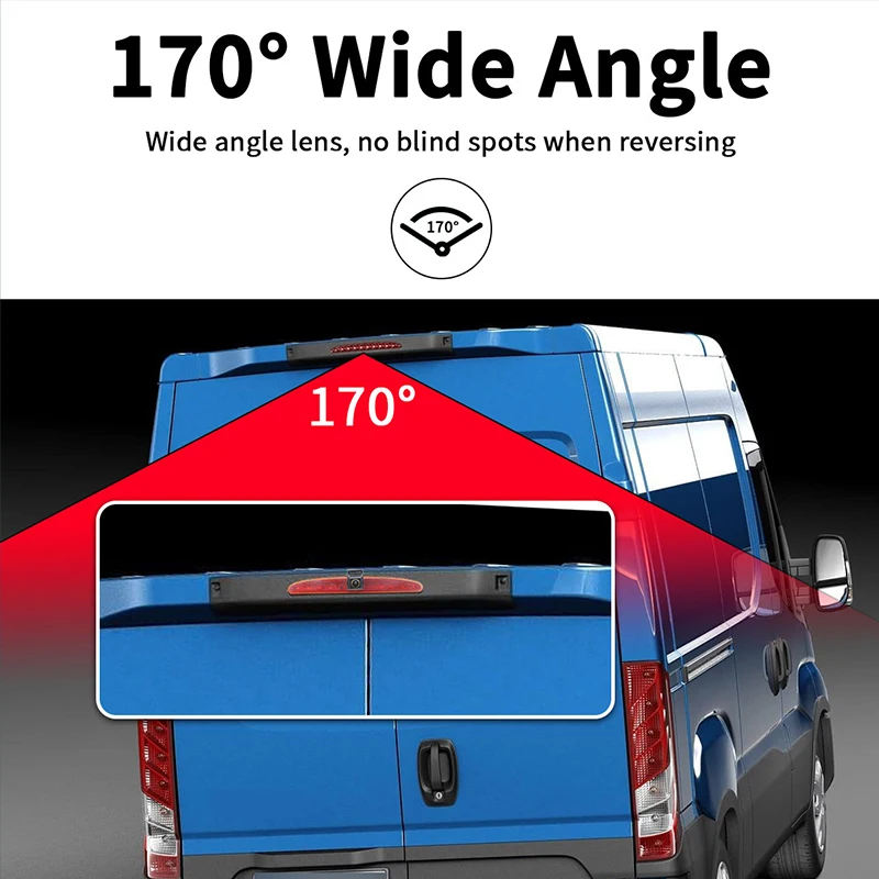 AHD 1080P عدسة ذهبية سيارة الفرامل ضوء كاميرا الرؤية الخلفية ل ايفيكو يوميا 2015-2017 شاحنة فان للرؤية الليلية مقاوم للماء #2