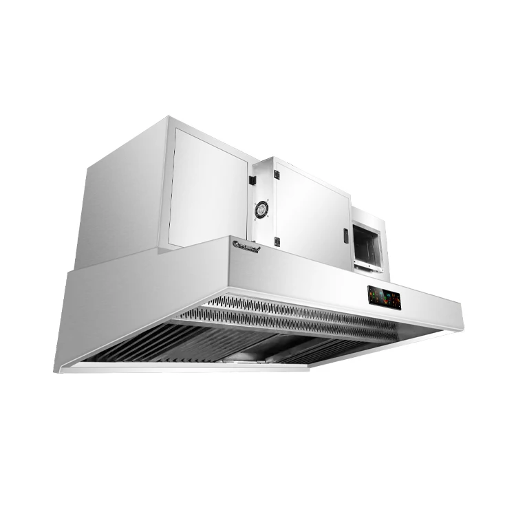 2M Commercial Range Hood With Electrostatic Filter And Fan All-in One Hood Oil Fume Purifier For Remove Smoke Smell