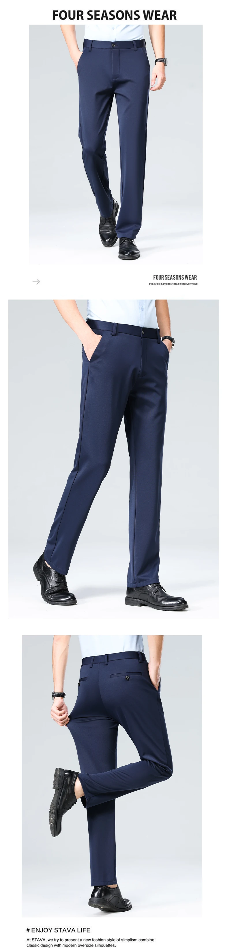2026 Men's Spring Summer Autumn Pants Straight Stretch Casual No Trace No Ironing Fabric Silky Cool Feeling Trousers 29-42 184 S1b37261004094a39a296ff86793afbb33