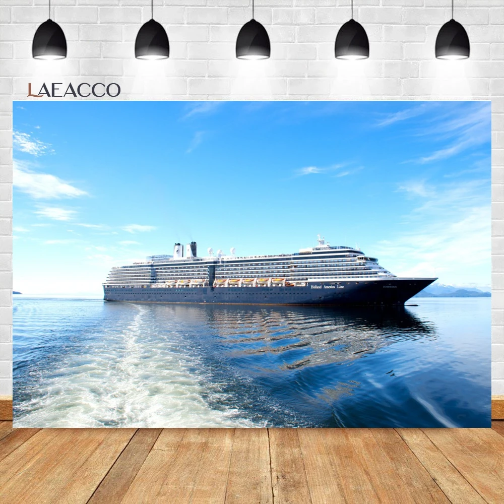 Laeacco Cruise Ships Photography Backdrop Luxury Cruise Tropical Ocean Island Caribbean Sea Travel Adult Kid Portrait Background