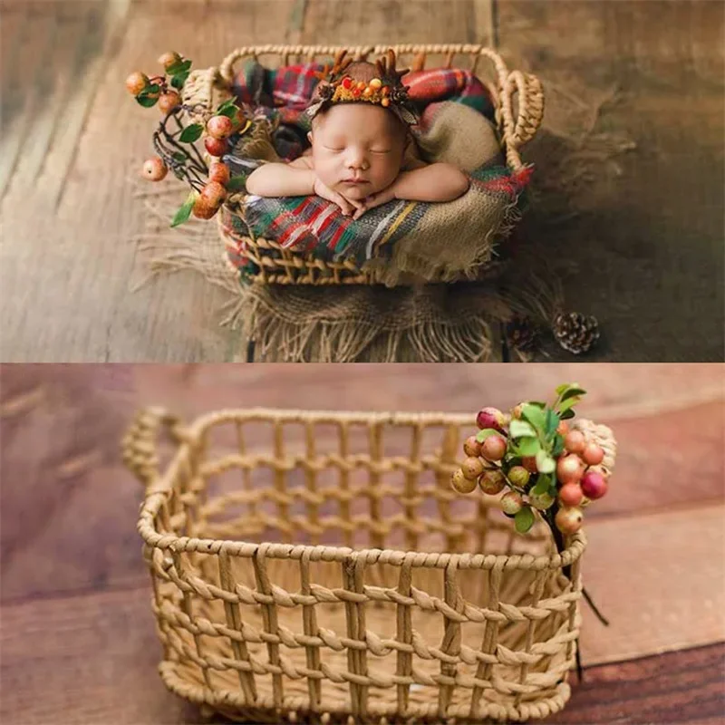 Photography Retro Frame Prop Newborn Photography Prop Photography Weaving Basket Baby Full Moon Hundred Days Photo Auxiliary