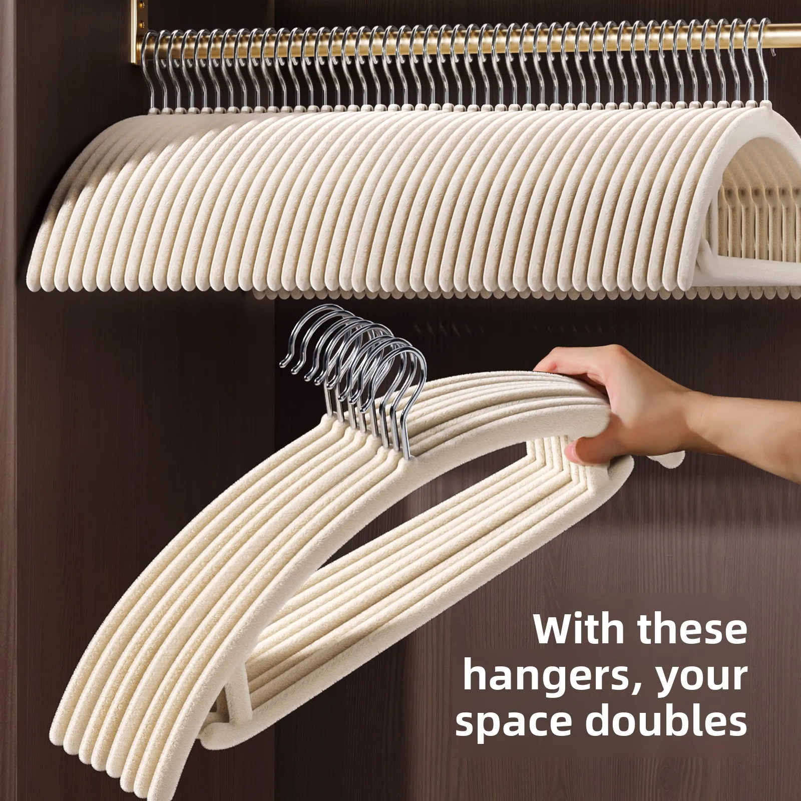 

New Home Use Non-Slip Velvet Coat Hanger Dry Wet Dual Purpose Clothes Drng Ra Wardrobe Storage Plastic Creative Design