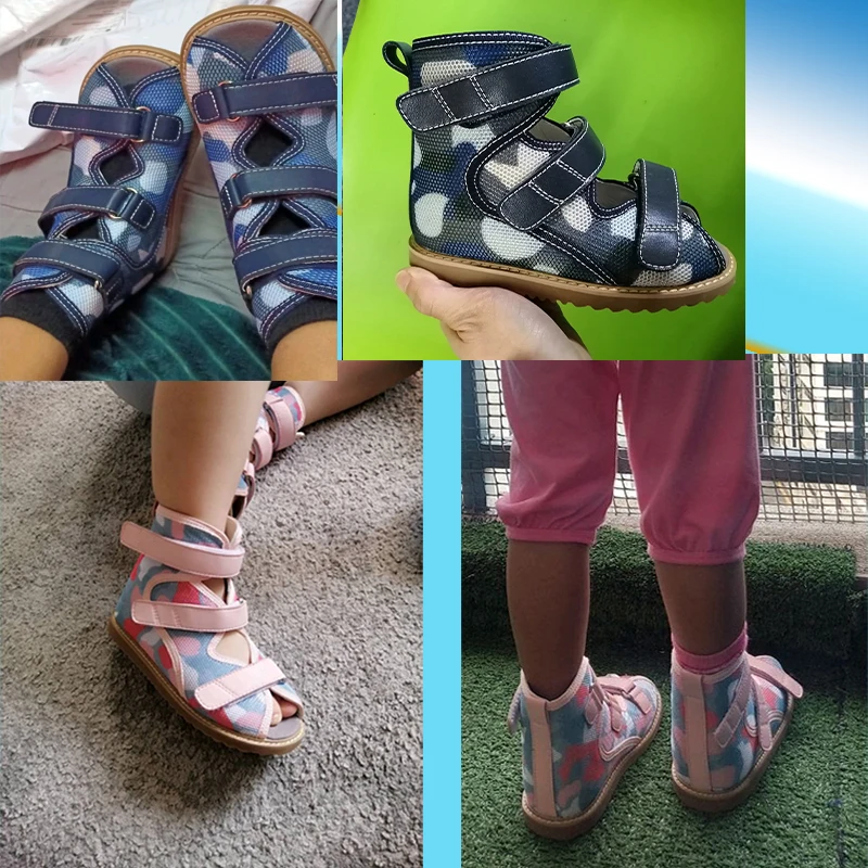 Ortoluckland Kinderschoenen Meisjes Zomer Sandalen Kinderen Jongens Hoge Hak Versterkte Camouflage Orthopedische Mesh Flats 3 Tot 12 Jaar