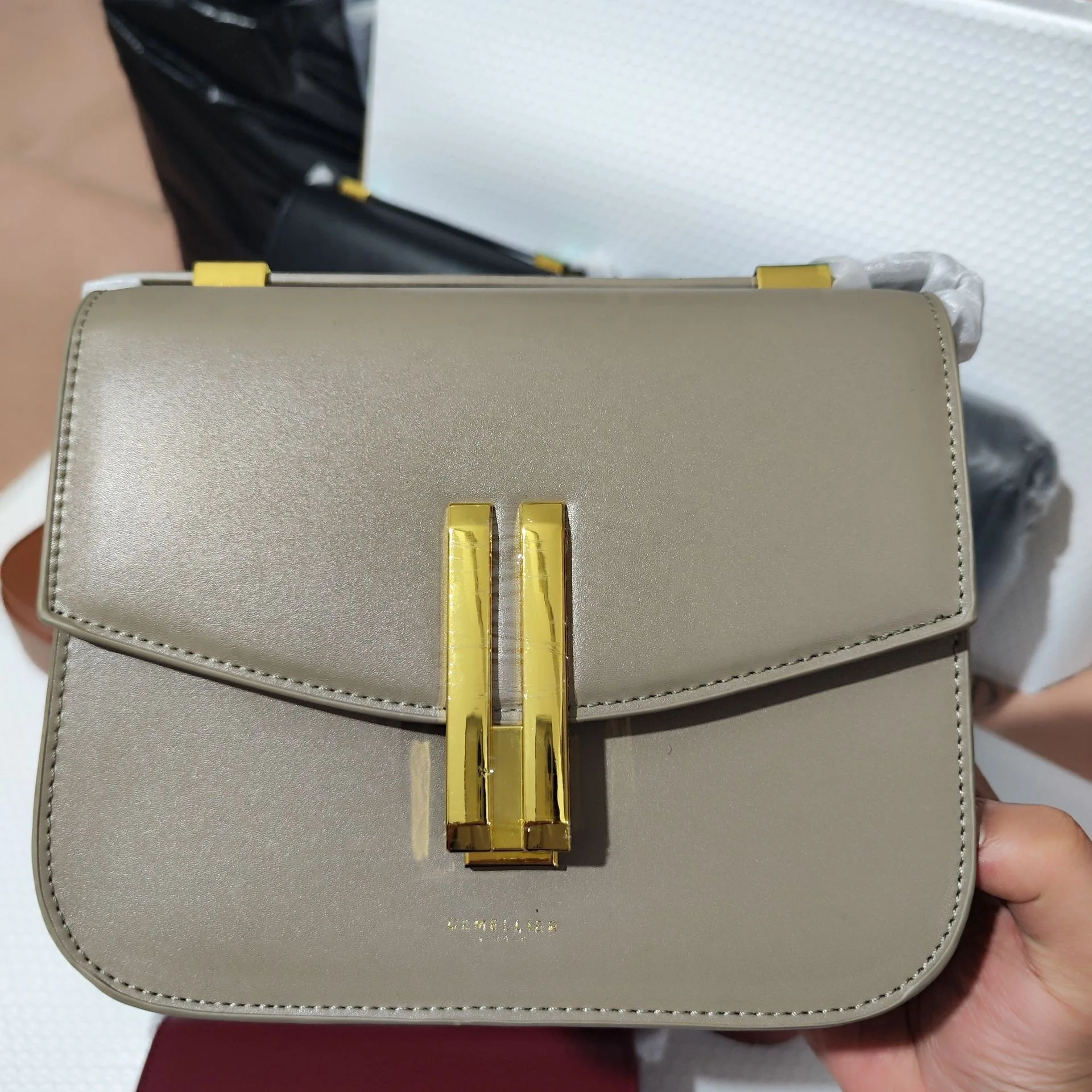 Bolsa de ombro de couro genuíno para mulheres, bolsa crossbody, bolsa quadrada pequena bolsa de axilas feminina, moda