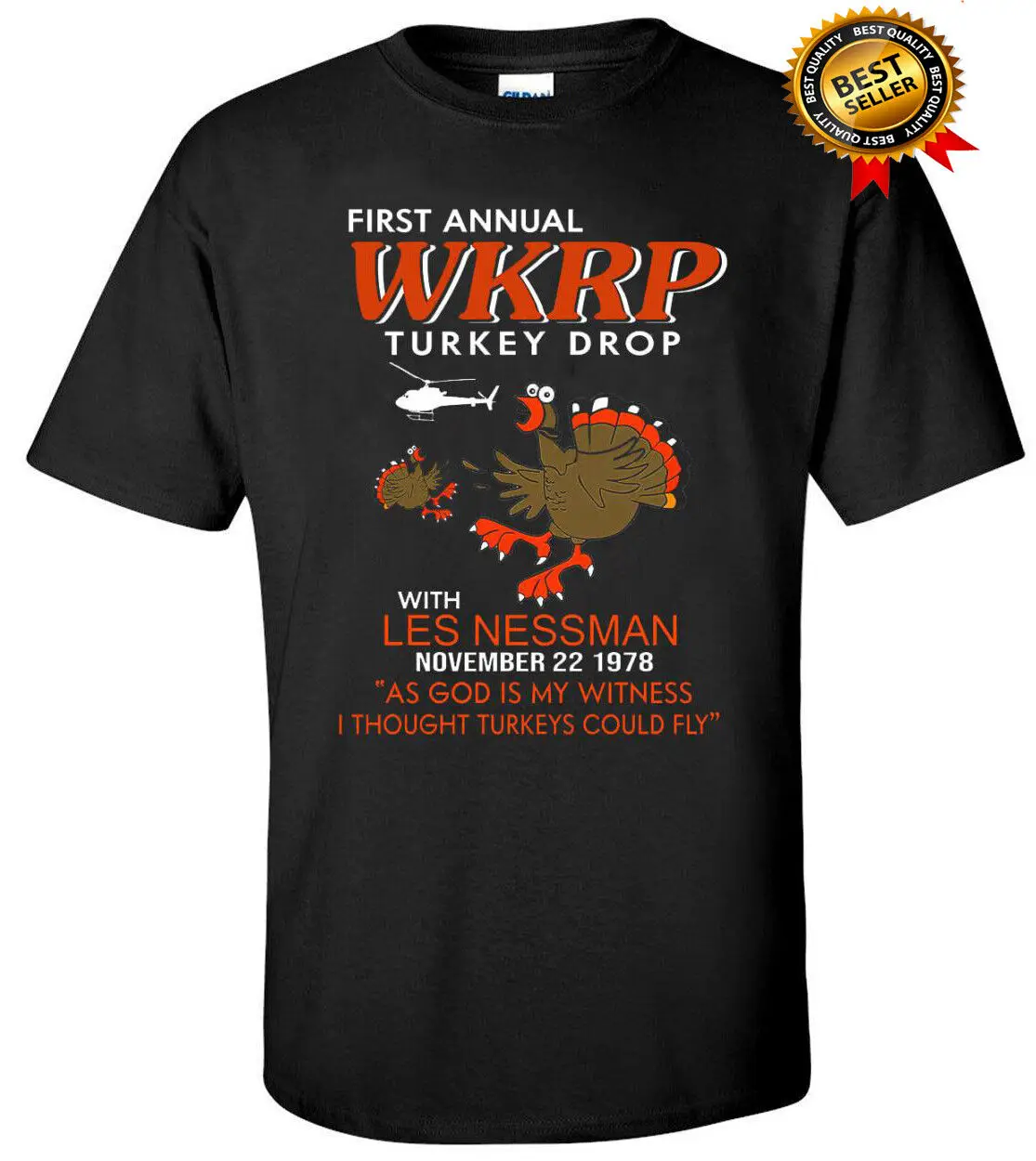 

First Annual WKRP in Cincinnati Turkey Drop Funny Thanksgiving Gift T-Shirt