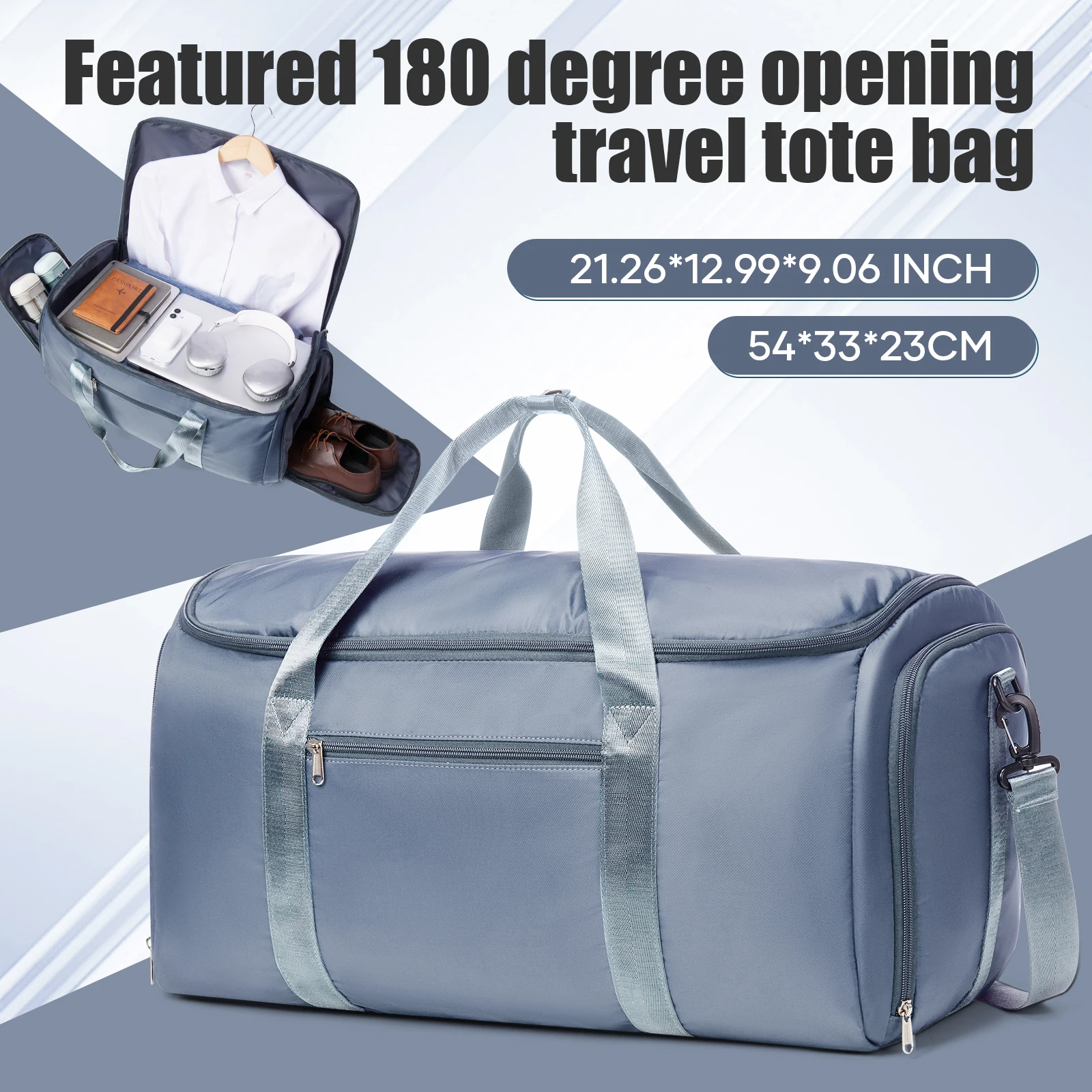 Foldable Travel Bag for Men, Convertible Carry on Duffel Bag, Hanging Garment Suit Bag Business Travel Bag Travel Clothing Bag