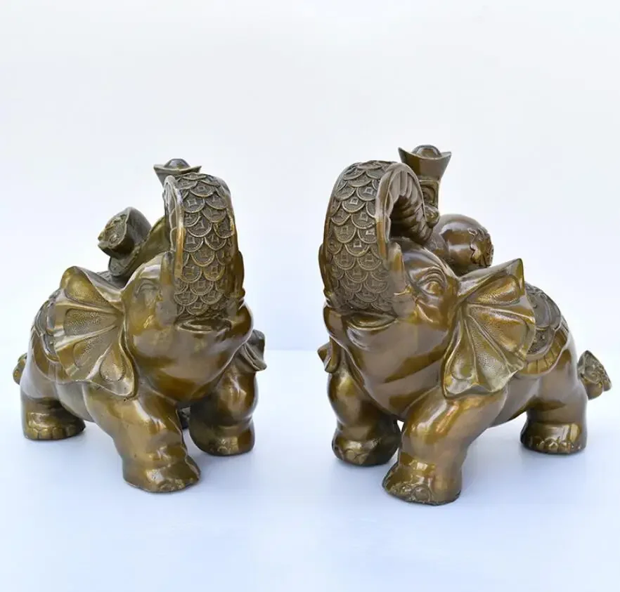 Business office bronze carving metal crafts Ruyi elephant ornaments