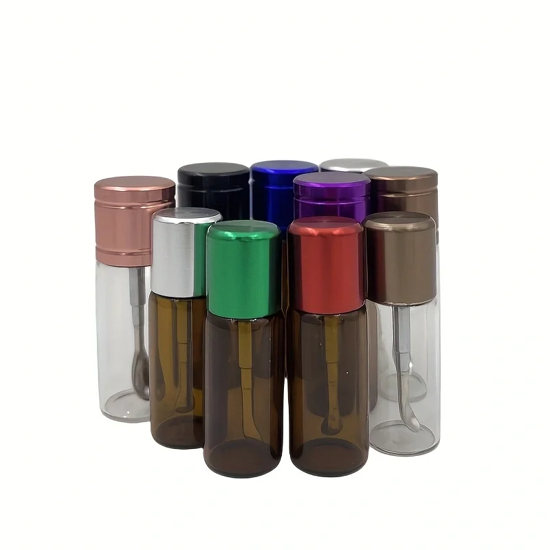 2pcs random colored glass bottle (with retractable spoon) 53MM/47MM storage container, glass bottle in multiple colors