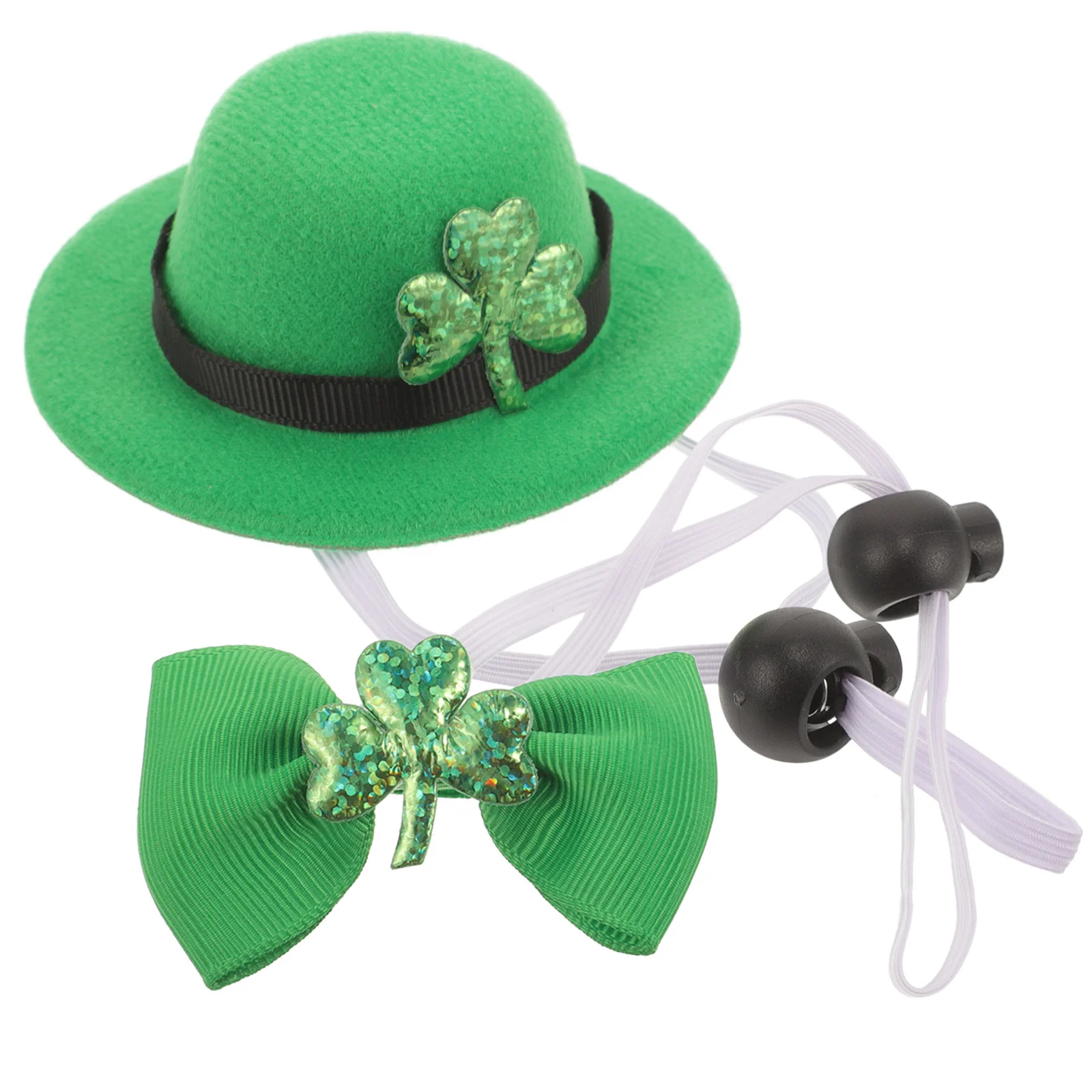 Pet Hat and Tie Set St Patricks Day Costume Accessories Bow Collar for Dogs Party Favor Polyester