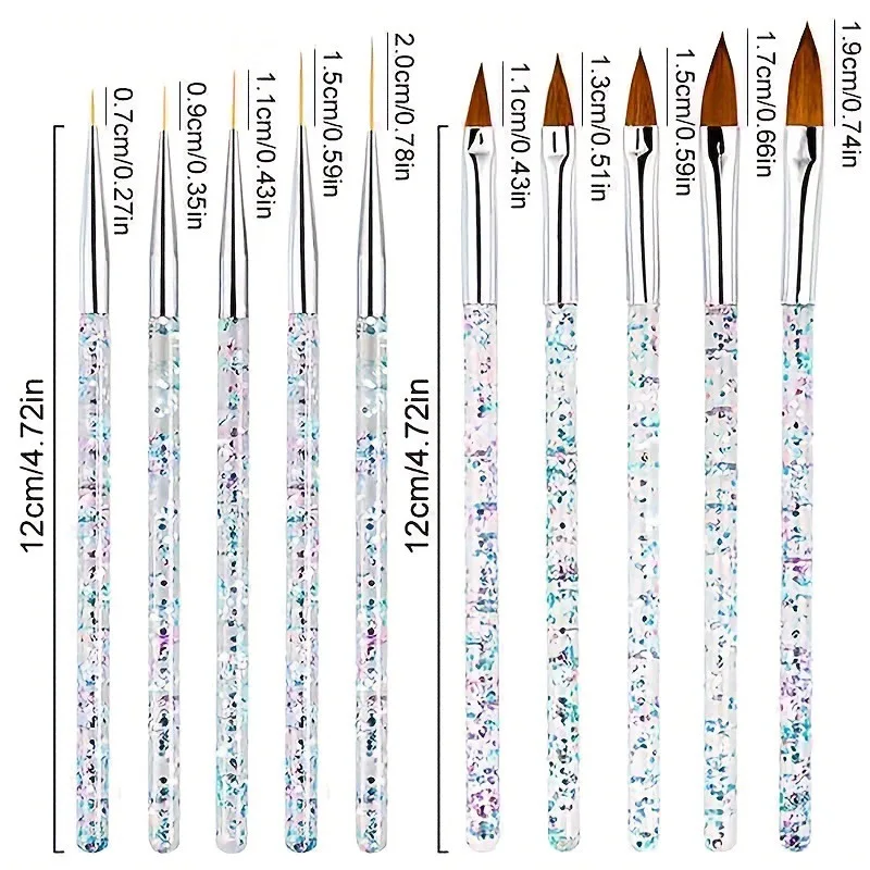 8/10/13/15Pcs/lot Nail Art Brushes Set Nail Pen Set Nail Art Liner Brush Nail Art Rhinestones Jewelry Accessories Pen Manicure