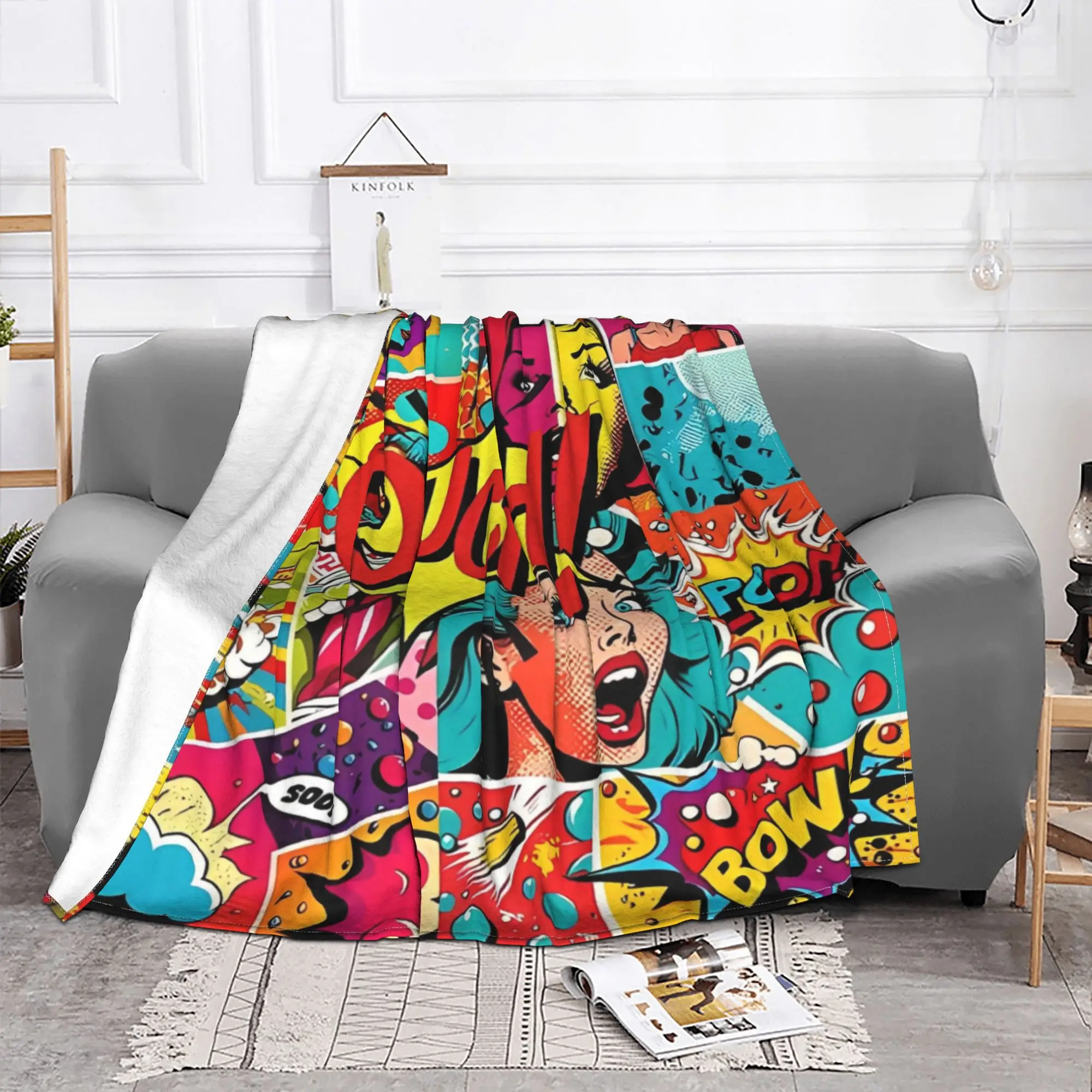 Retro Comic Colorful Book Blanket Coral Fleece Plush  Soft Throw Blankets for Airplane Travel Bedspread