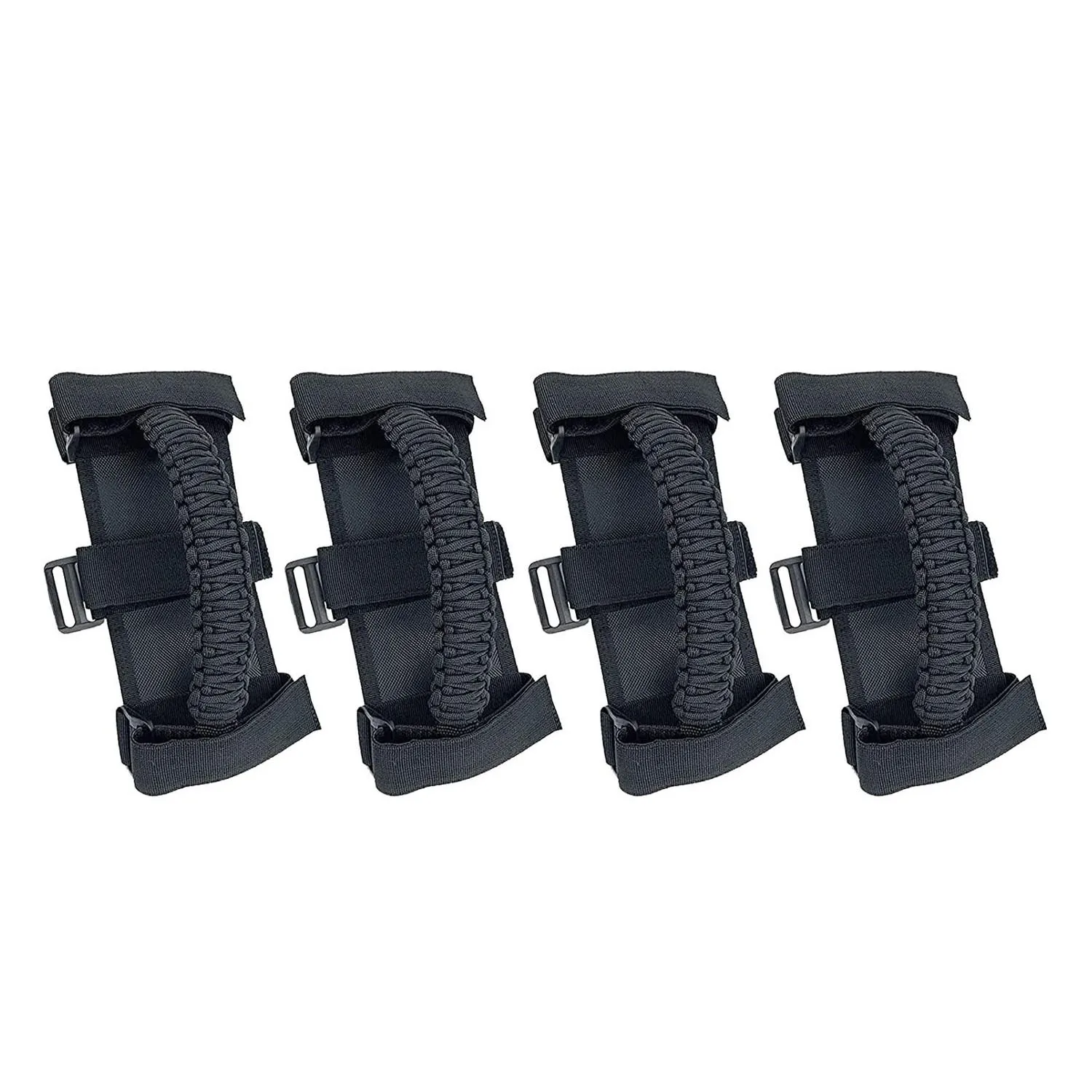 4Pcs/Pack Roll Bar Paracord Grab Handles Grip Handles for Jeep Wrangler JK TJ JL CJ YJ 1985-2021 JT UTV ATV (Black)