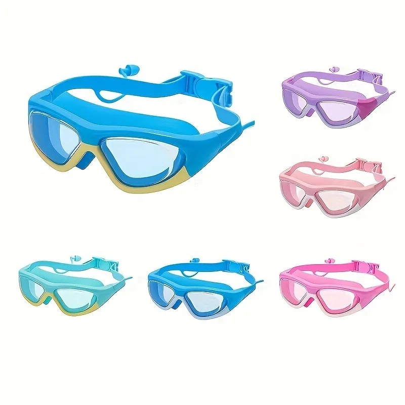 Kids Swim Goggles for Kids 3-12, Upgraded Design with Ear, Wide View Anit-Fog No Leak Water Pool Goggle