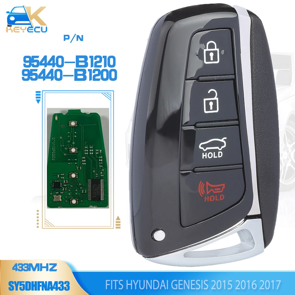 KEYECU 95440-B1210 / 95440-B1200 Smart Remote Key 4 Button 433MHz ID47 Chip Fob for Hyundai Genesis 2015 2016 2017