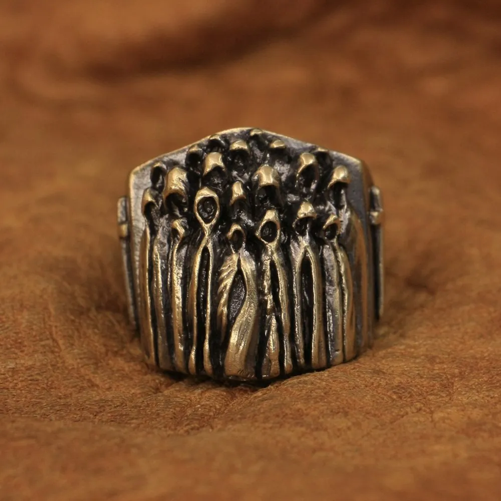 Huge Brass Nothingness World Ghost Ring Details Biker Punk Ring BR273 US Size 7~15