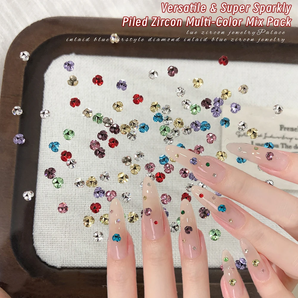 20 قطعة 3 مللي متر مختلط ملون كريستال كومة الماس مسمار الفن الديكور ثلاثية الأبعاد البسيطة الفاخرة البريق مسمار الراين DIY بها بنفسك مانيكير أجزاء