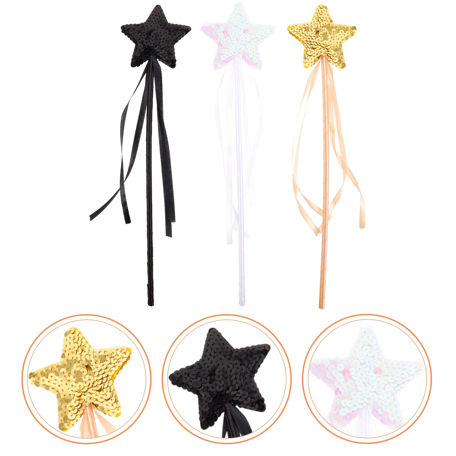 

3Pcs Wands Star Shape Exquisite Fairy Sticks Party Cosplay Decorative Fairies Star Wand Witch Wand