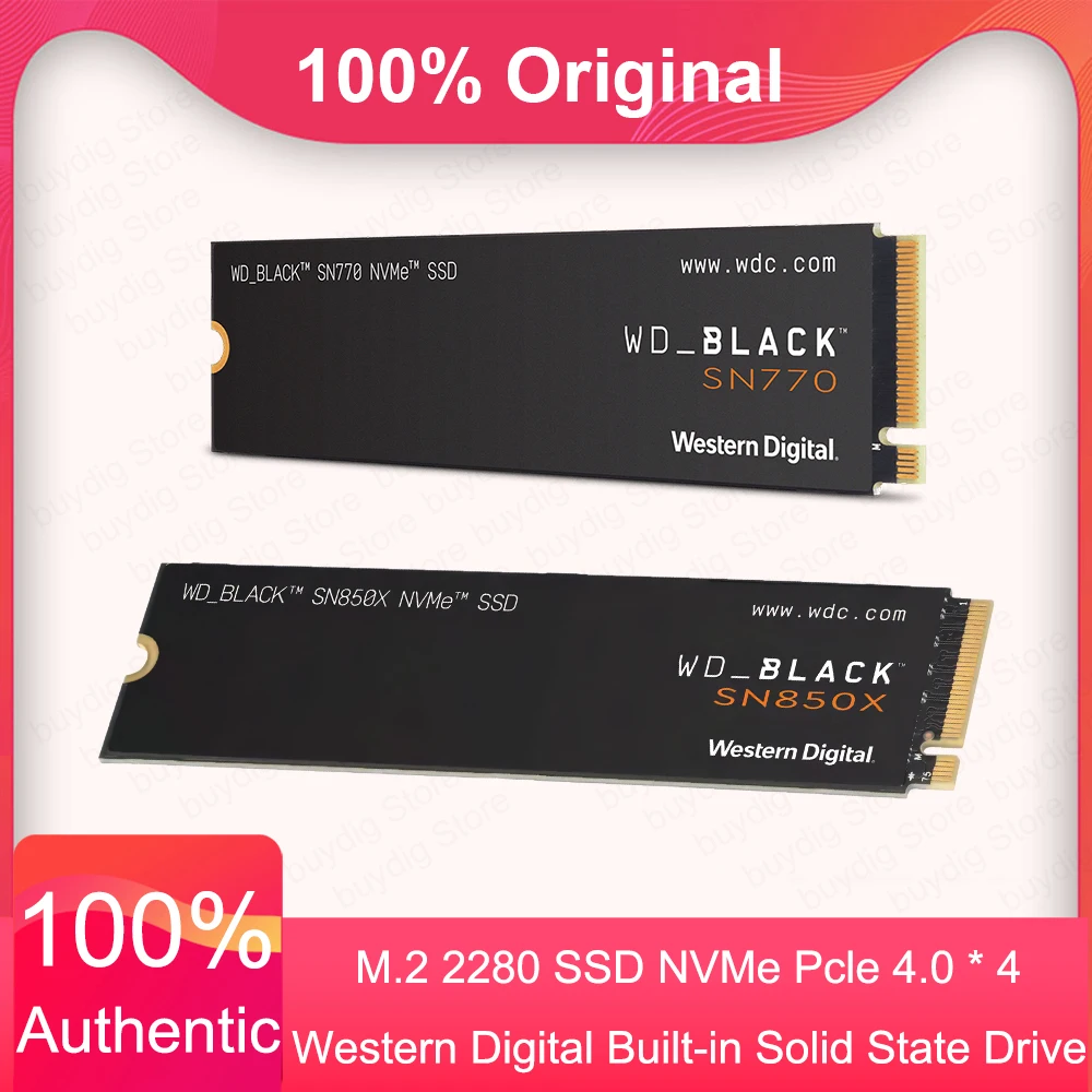 M.2 NVMe PCIe 4.0 * 4 2280 SSD for PS5 Gaming Computer Laptop Mini PCBLACK SN770 SN850X 1TB 2TB SSD Notebook Solid state drive