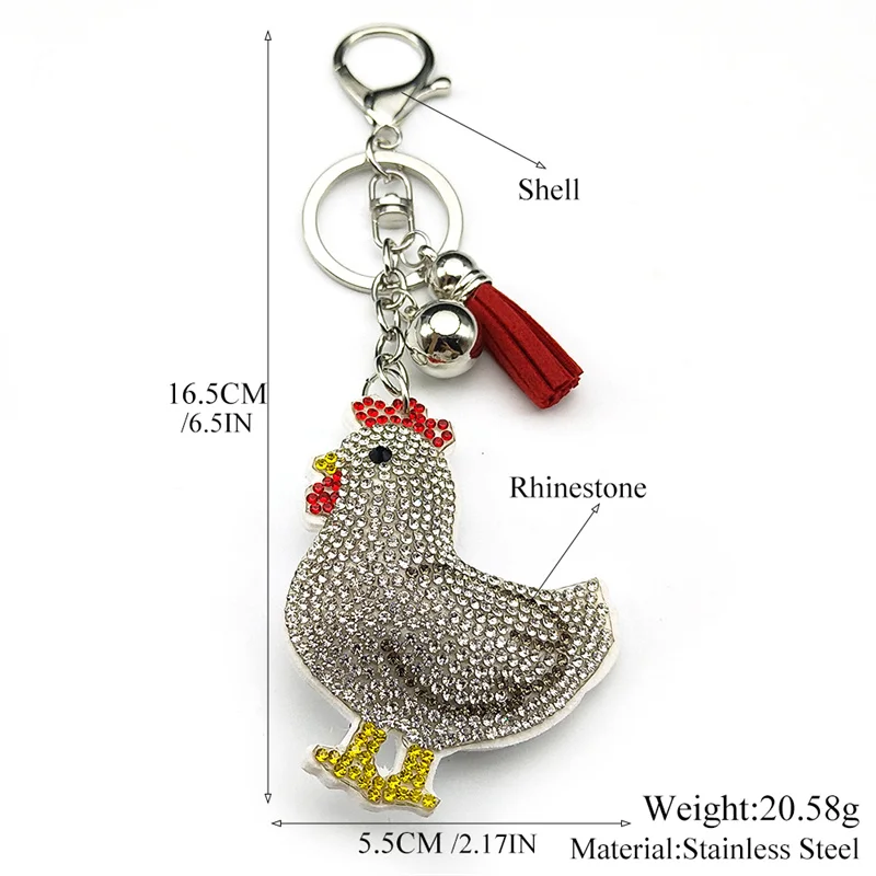 لطيف الدجاجة بيض الدجاج المنتج كيرينغ للنساء الرجال الفولاذ المقاوم للصدأ الأبيض شرابة الناس الأصدقاء حقيبة سلسلة مفاتيح مجوهرات هدايا #6