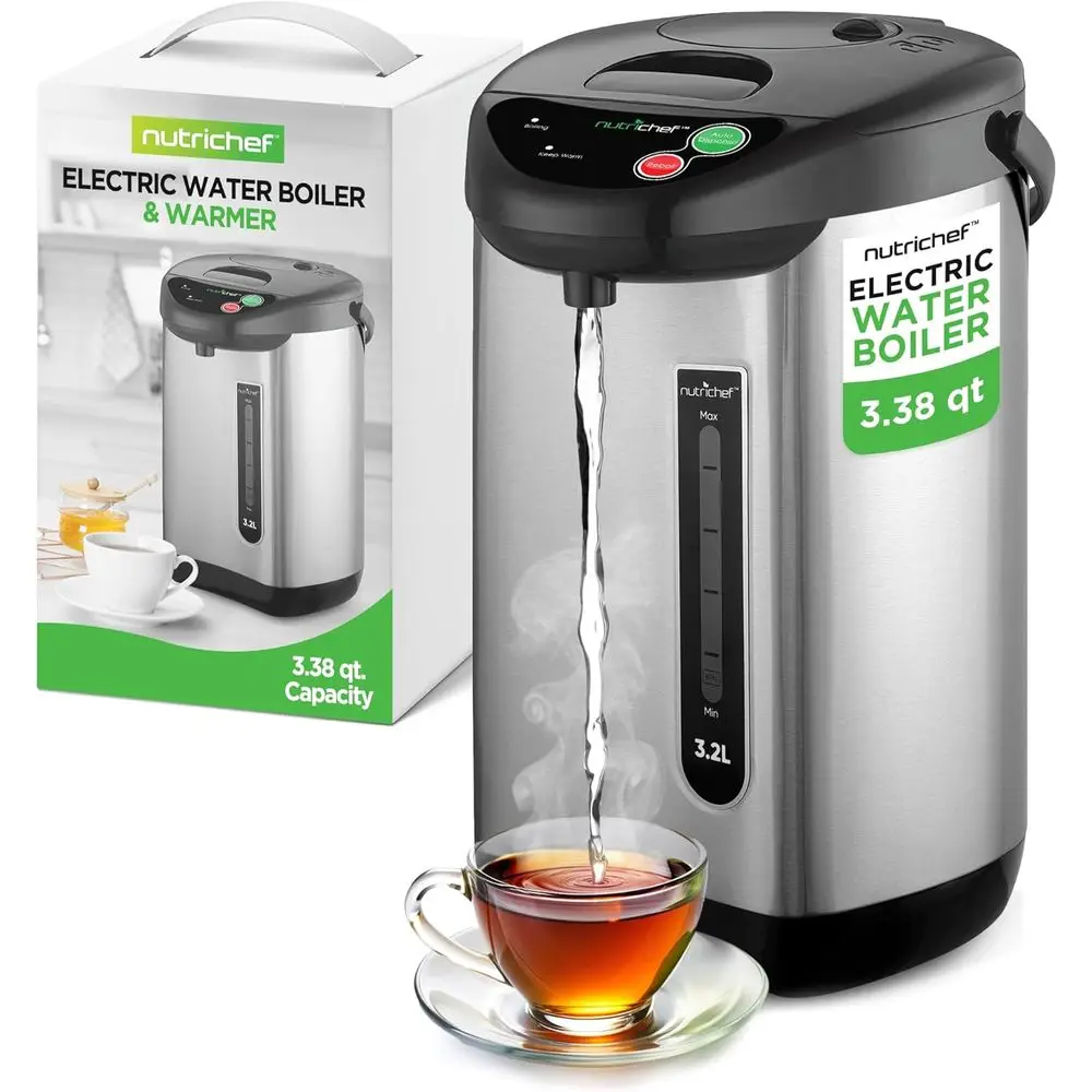 

Insulated Stainless Steel Hot Water Urn with Auto & Manual Dispense, 3.38 QT/3.2L Capacity, Safety Lock Feature