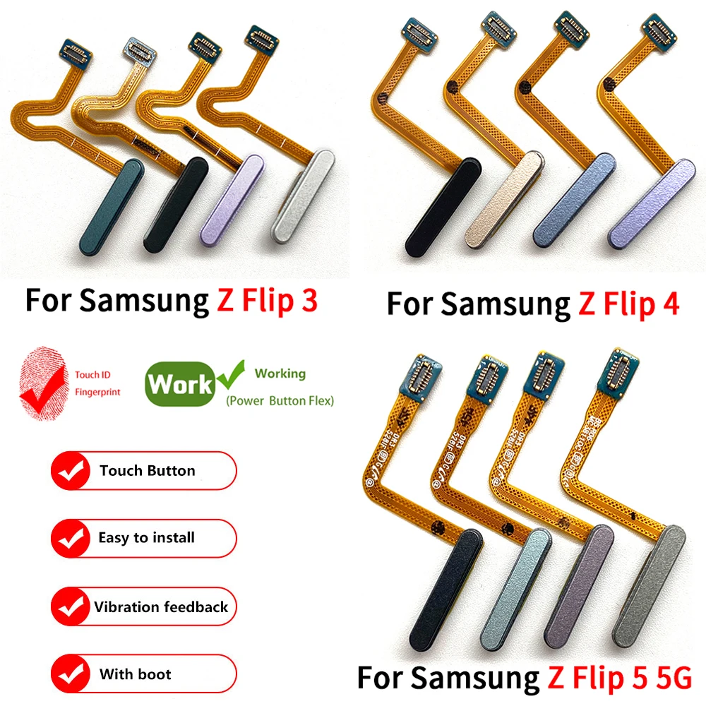 

НОВЫЙ протестированный датчик отпечатков пальцев, сканер Touch ID, кнопка «Домой», гибкий кабель для Samsung Z Flip 3 4 5 5G F711 F721 F731
