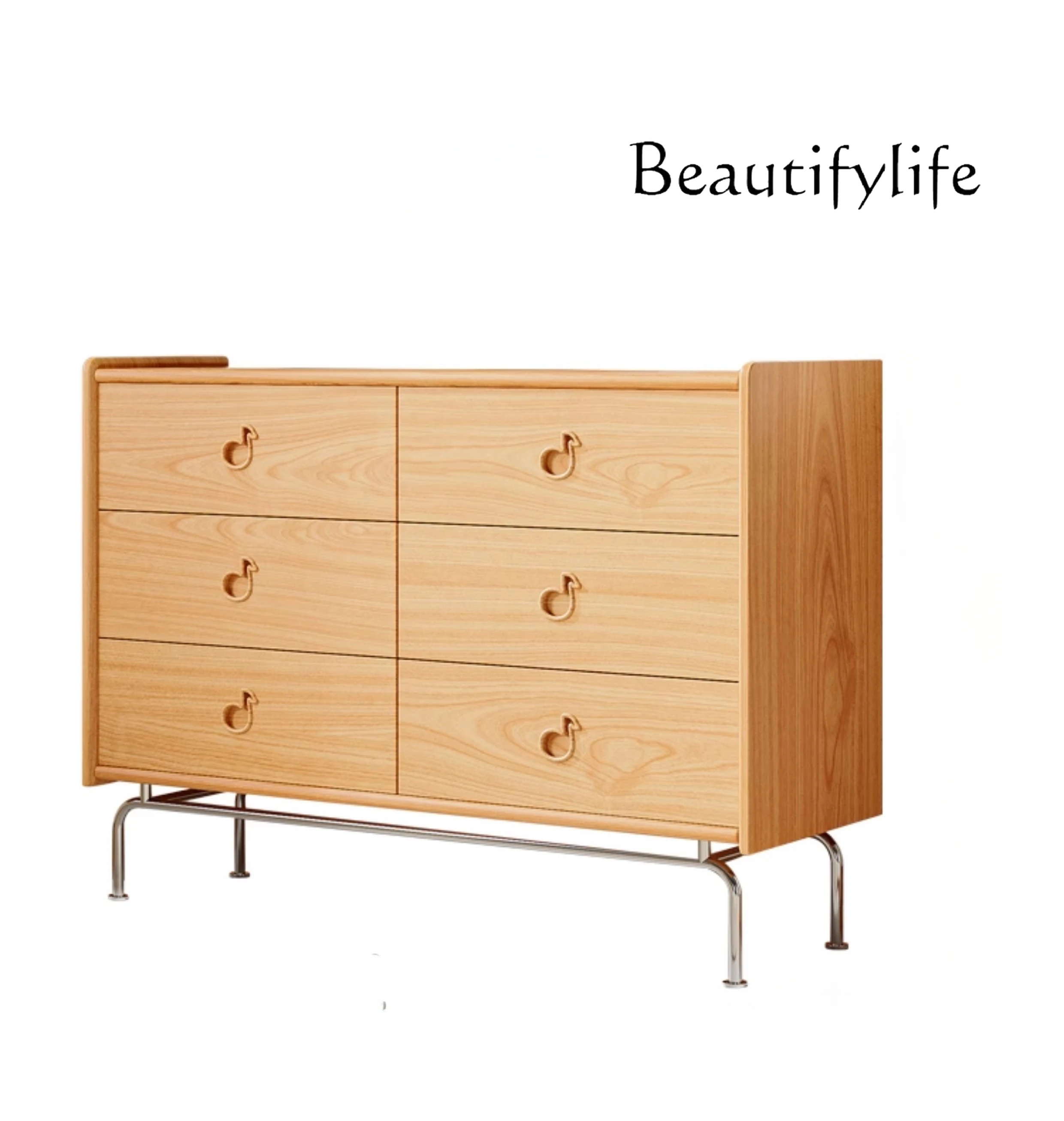 

Chest of Six Drawers Japanese-Style Solid Wood Storage Cabinet Bedroom Storage Cabinet Living Room Locker