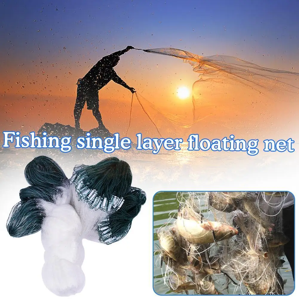 One Layer Fishing Net Single Mesh Nylon Float Net Accessories Fishing Net Casting Trap Hand Fishing Gill Monofilame