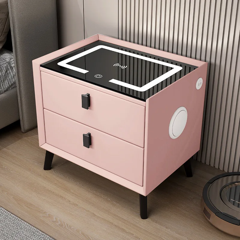 بسيطة الحديثة الذكية السرير الجدول ضوء فاخر متعدد الوظائف نظام الصوت مع أضواء قفل ببصمة الإصبع شحن لاسلكي #6