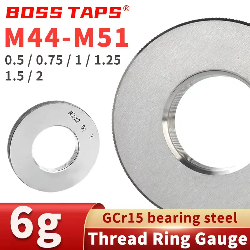 BOSS TAP 1 set (1*GO 1*NOGO) 6g precision standard gauge, fine thread screw ring gauge, M44-M51 measuring tool