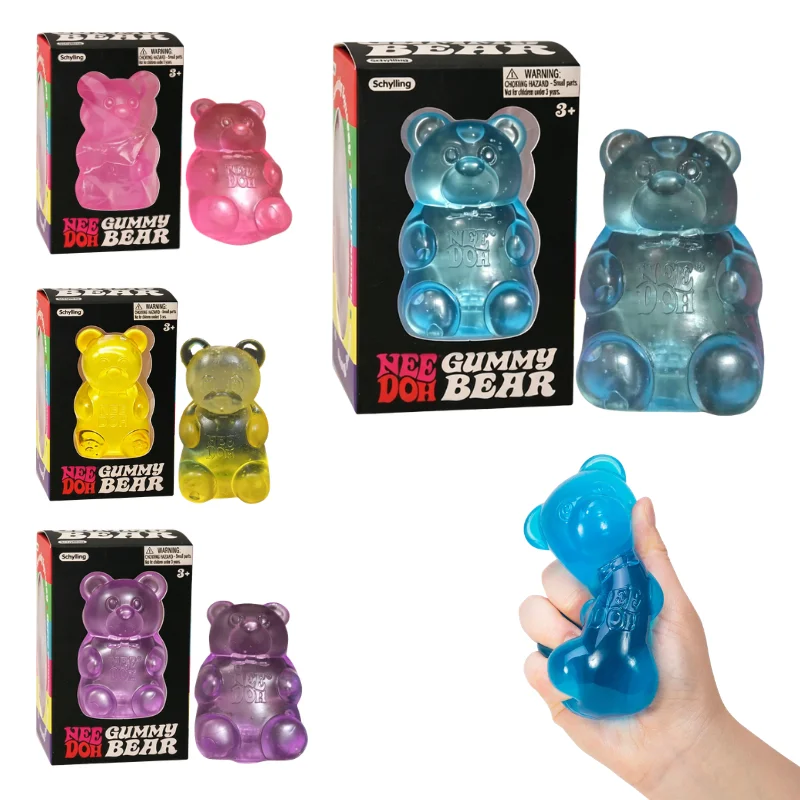 Nee Doh Niedlicher Bär Maltose-Teig Quetschspielzeug Buntes Sensorisches Fidget-Spielzeug Stressabbau Schreibtisch-Deko Geschenk