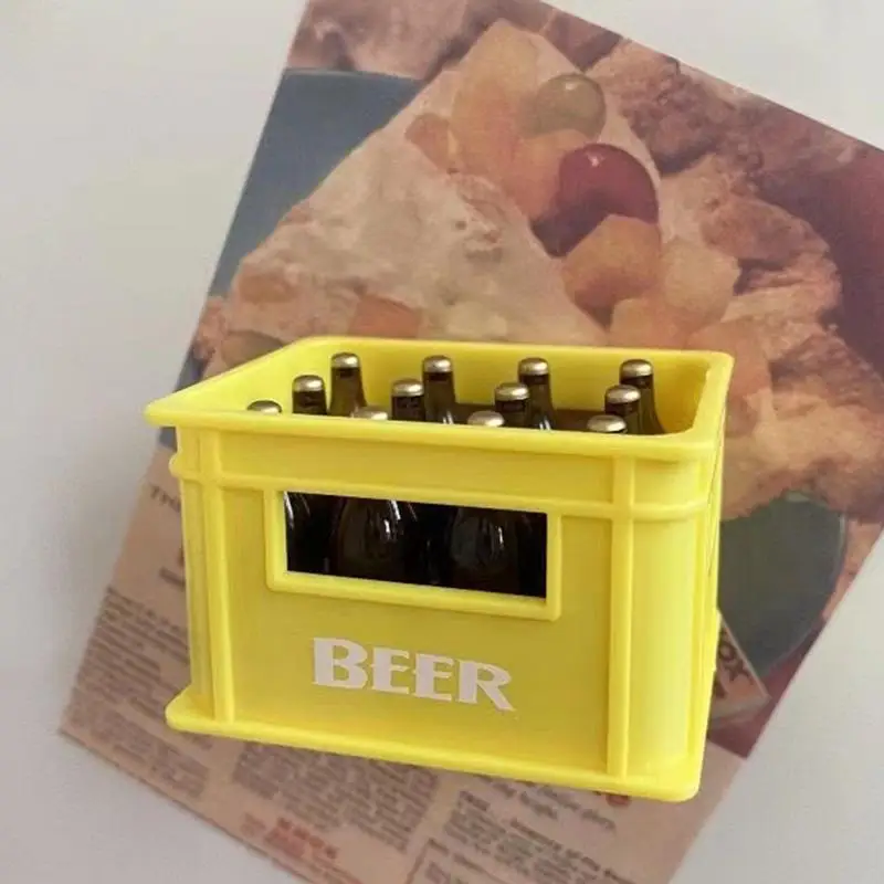 Unique Mini Beer Drink Bottle Beer Box Drink Box Beer Opener Fridge Magnet Creative Simulated Beer Case Magnetic Bottle Opener