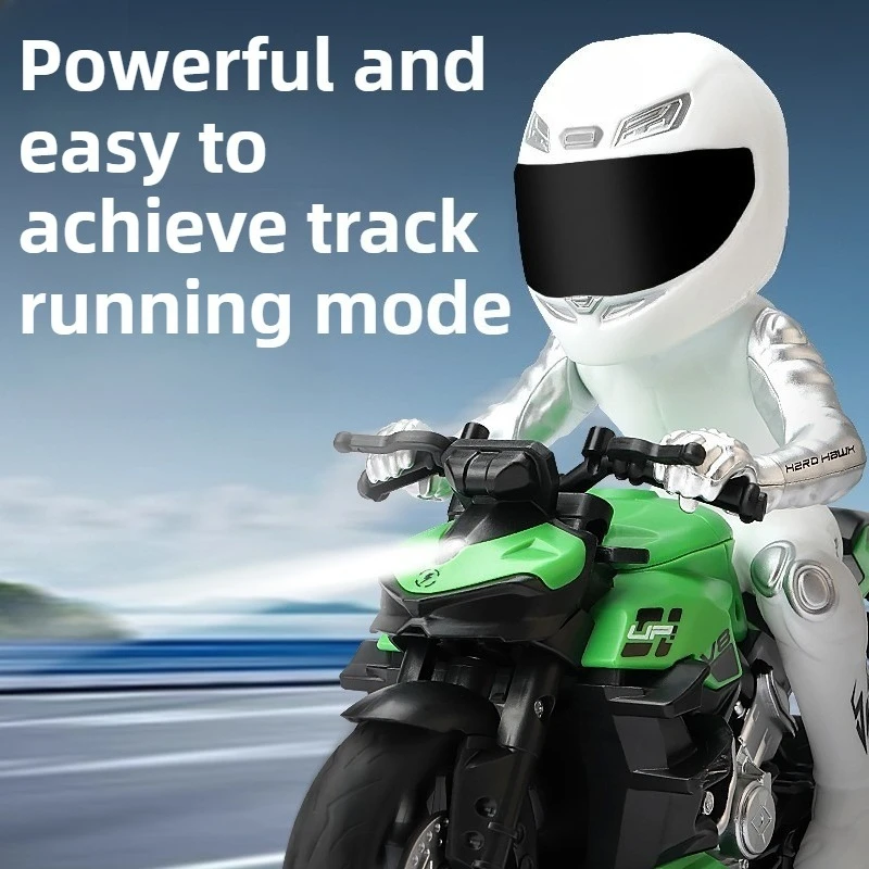 RC Car High Speed Stunt Off-road Metal Motorcycle Electric Remote Control Model Drift Motorcycle with Light Sound Toy Gift