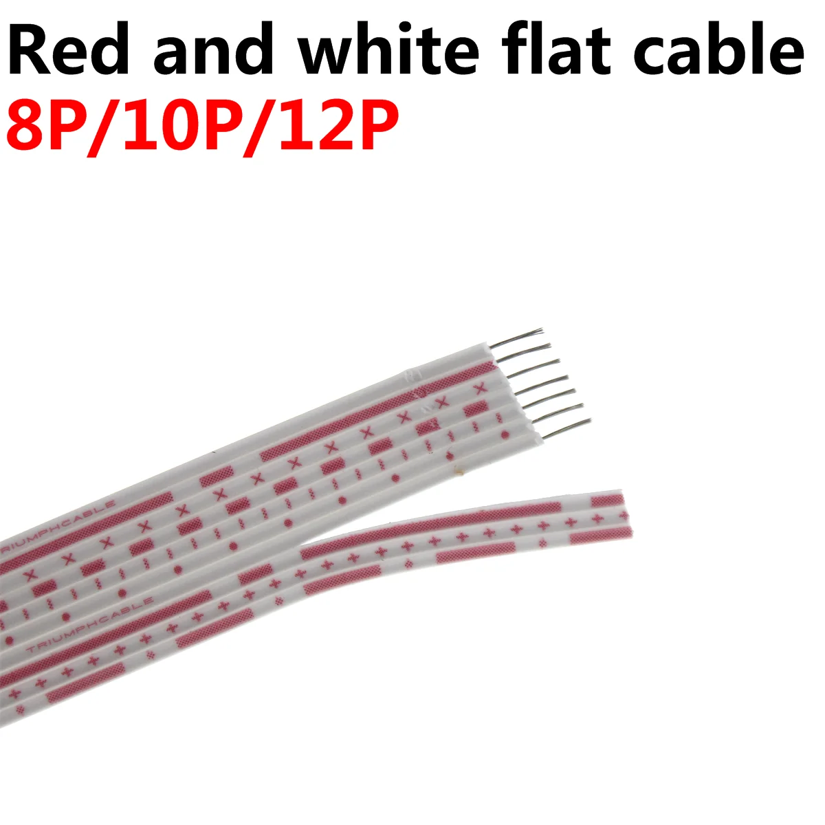 5M UL2468 płaski kabel taśmowy 26AWG wyświetlacz ledowy 2.54mm czerwony i biały PVC wstążka kabel 7P 8P 9P 10P 12P