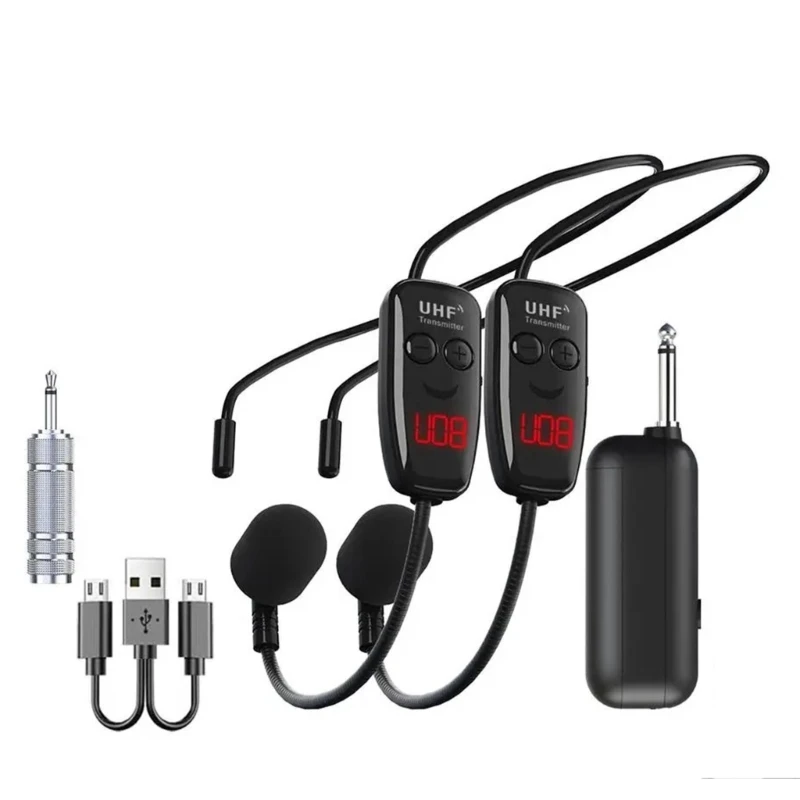 Portable UHF Wireless Headset Mic System for Stage Performances Plug and Use