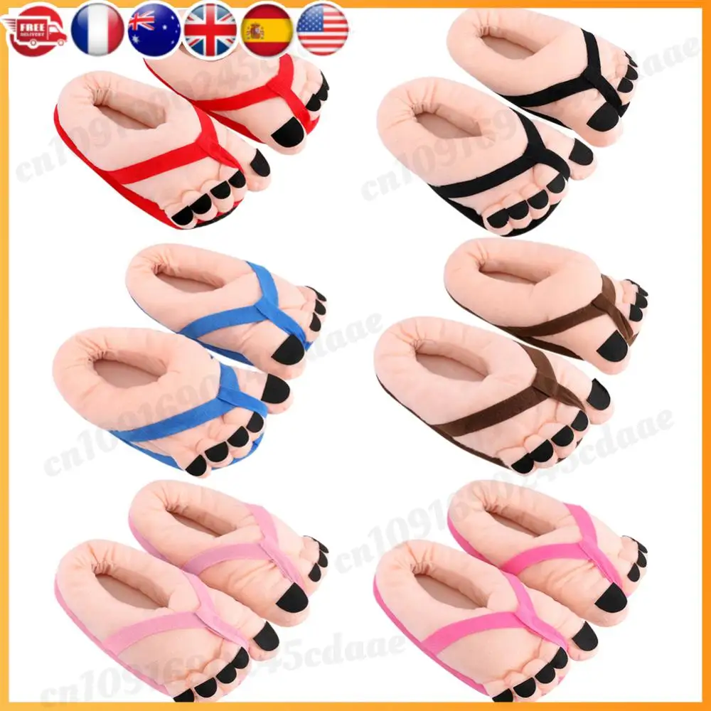 

Funny Big Toe Shoes Cartoon Fuzzy Slippers Non Slip Winter Warm Slippers Comfortable Plush Home Slippers for Indoor Bedroom