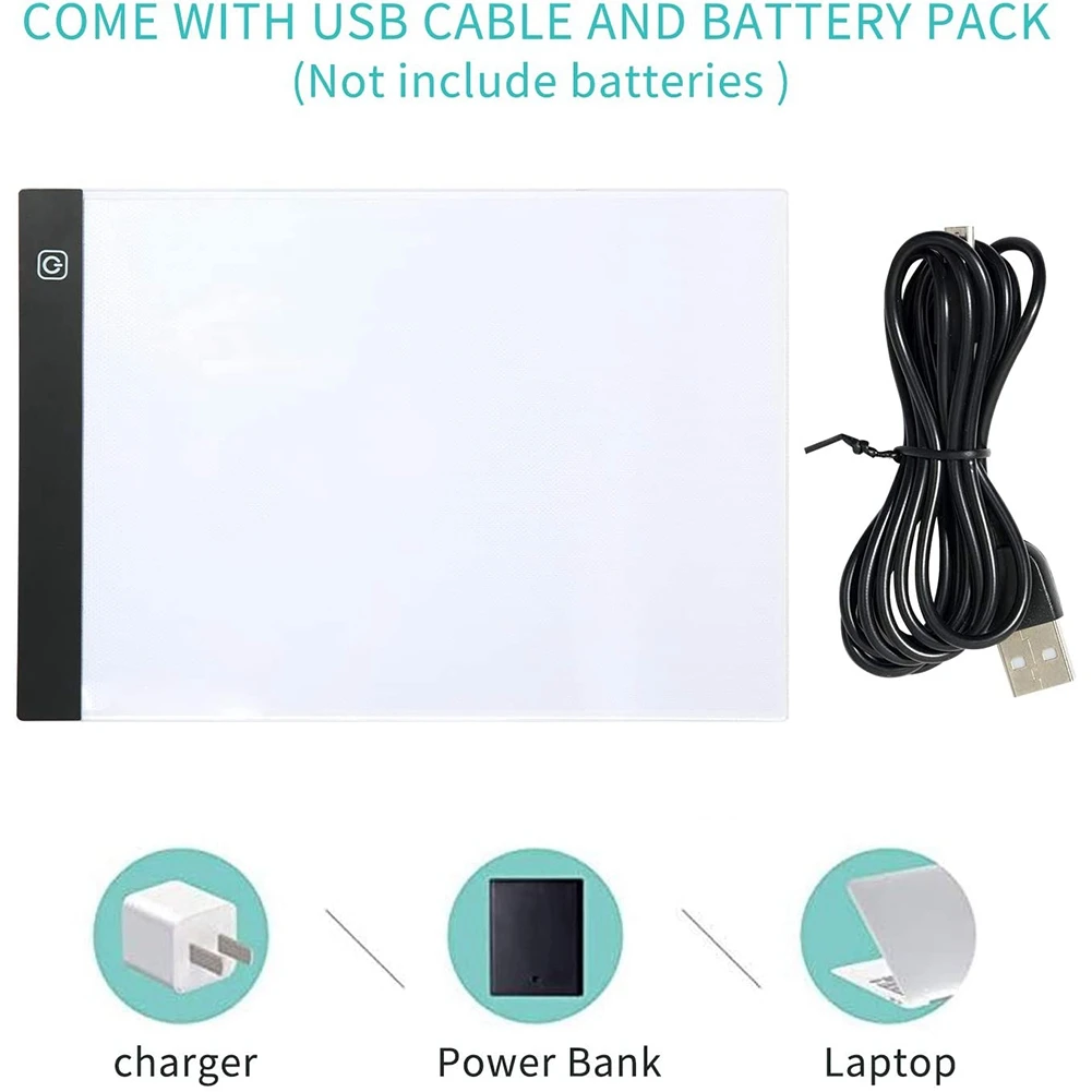 60 قطعة من طقم وسائد إضاءة LED مقاس A4 - لوحة إضاءة فنية ماسية، مع دعامة قابلة للفصل وأسطوانة POS