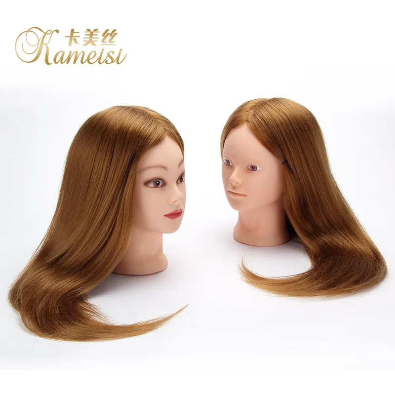 Head Model Real Hair Practice Perm Curly Hair Dummy Head Model Head Production and Wholesale Best-selling K3 Semi-real Hair