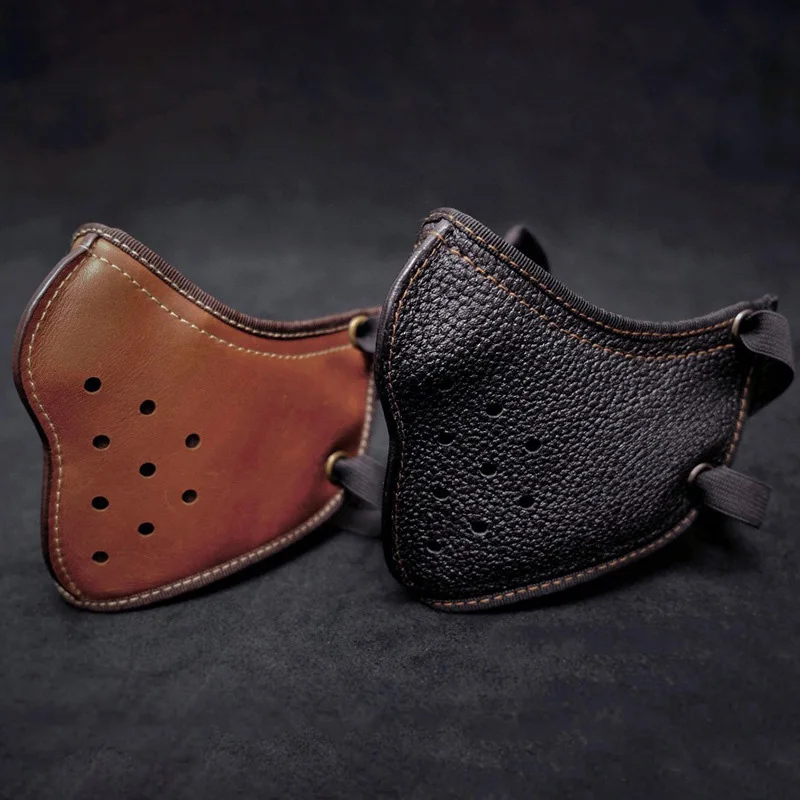 New Men Punk Motorcycle PU Leather Material Mask Outdoor Fashion High end Windproof Dustproof and Breathable Mask