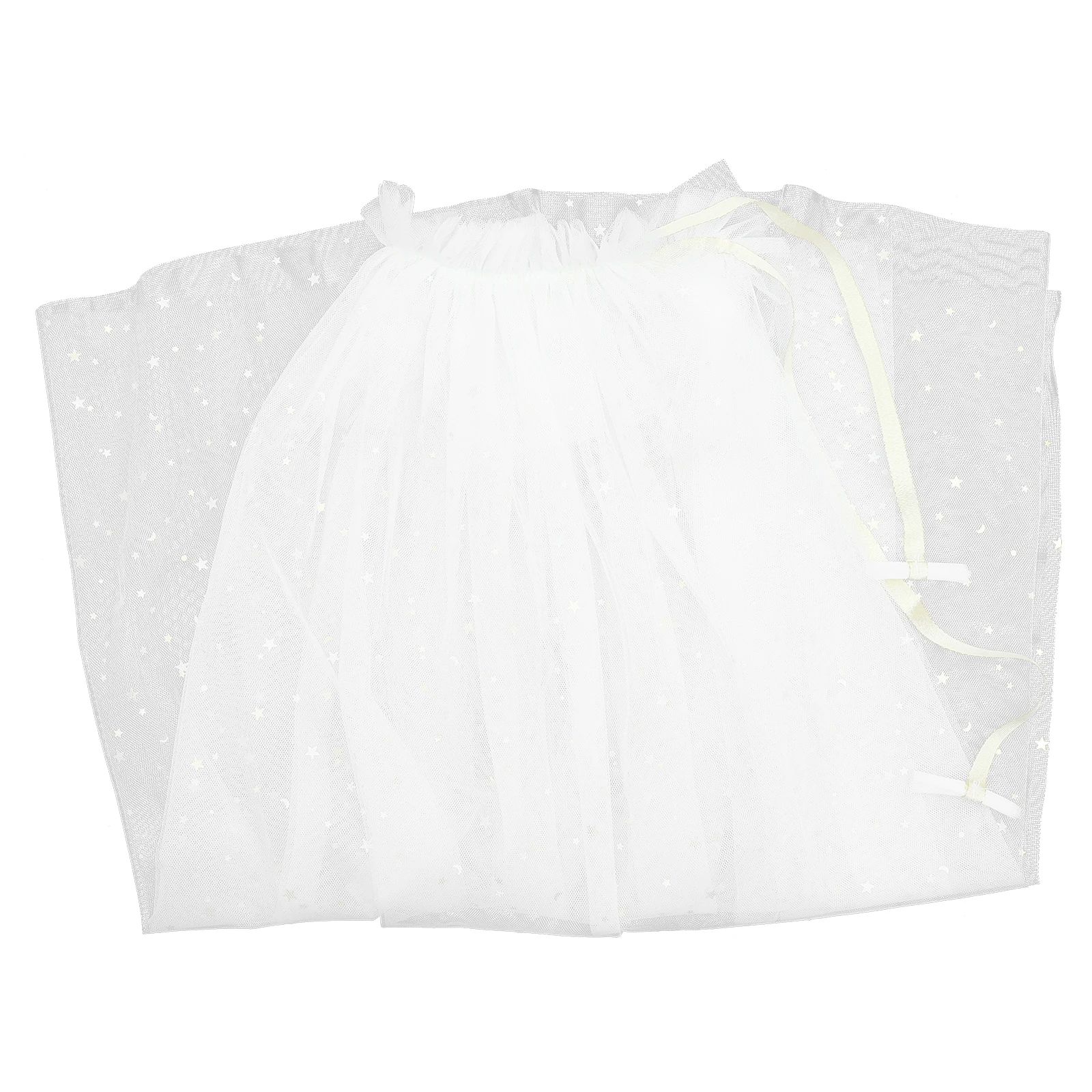 

1PC Princess Dress Cape Girl Costume Gauze Cloak Kids Party Snowflake Cape Breathable Comfortable Easy Wear Masquerade White