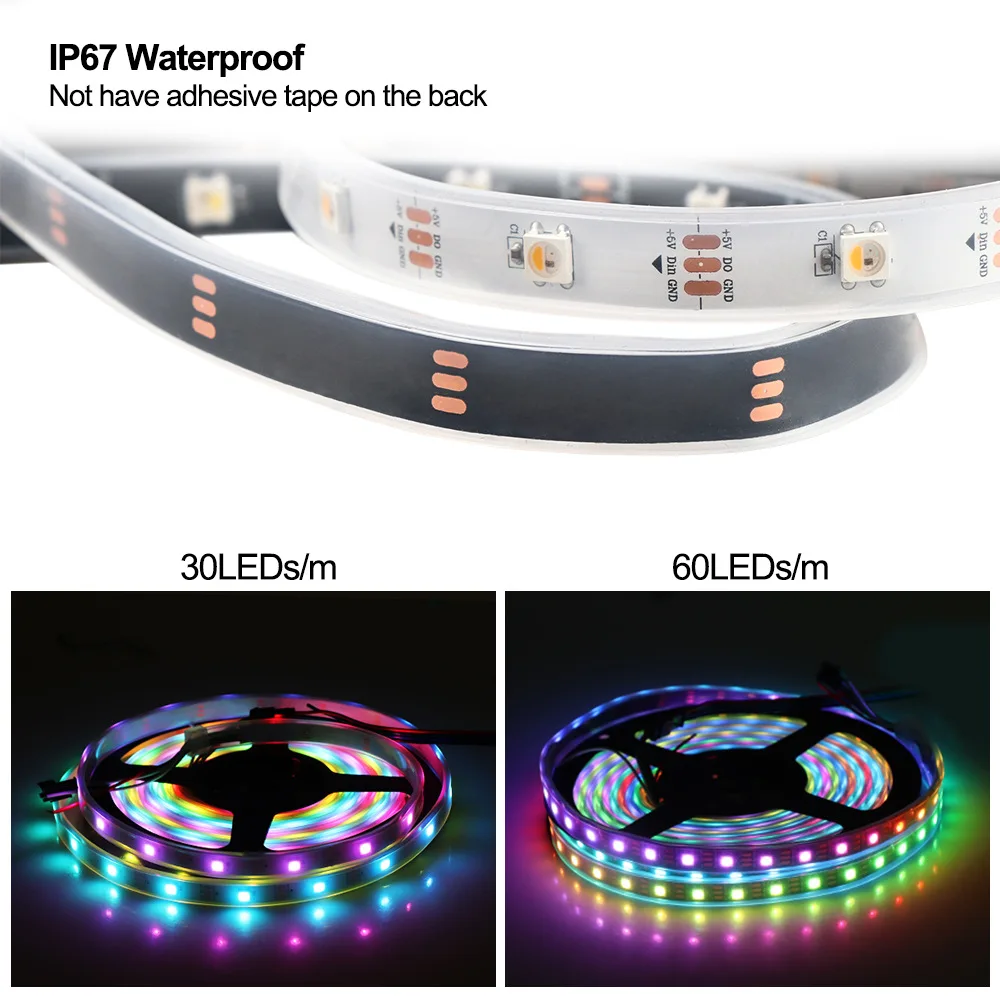 SK6812 RGBW-LED-Streifenlicht 4 in 1 ähnlich WS2812B 1 m 4 m 5 m 30 60 144 LEDs individuell adressierbare RGBWW-LED-Leuchten IP30 65 67 5 V