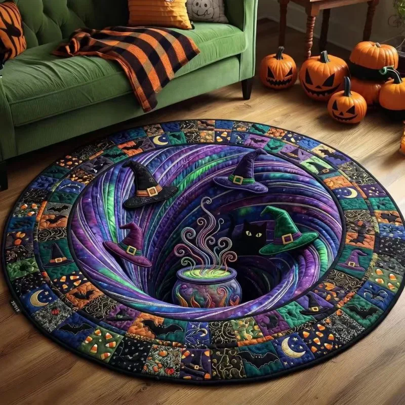 VIKAMA Christmas Wreath Holly Round Round Rug Soft Warm Non Slip Living Room Non Slip Backing Home Organization Home Decor