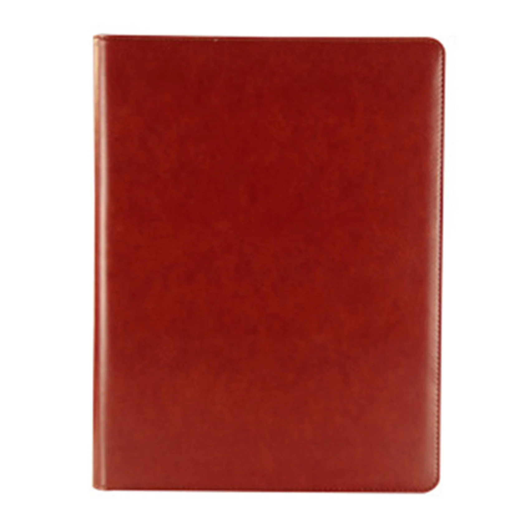 

A4 Folder with 12-Digit Calculator Binder Organizer Manager Office Document Pad PU Leather Folder Briefcase (Red-Brown)