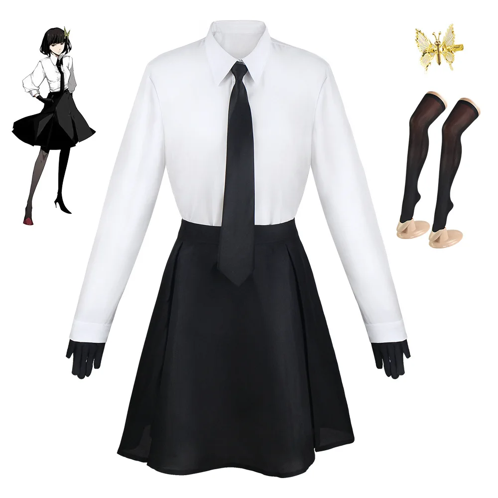 

Girls Female Anime Stray Dogs Cosplay costumes Akiko Yosano Uniform Shirt / Skirt / Tie / Glove / Stocking Costume for Women Com