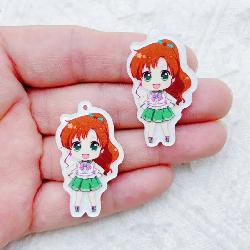 10pcs Acrylic Cartoon Accessories Earrings Bracelet Keychain DIY Pendant Small Pendant view 3