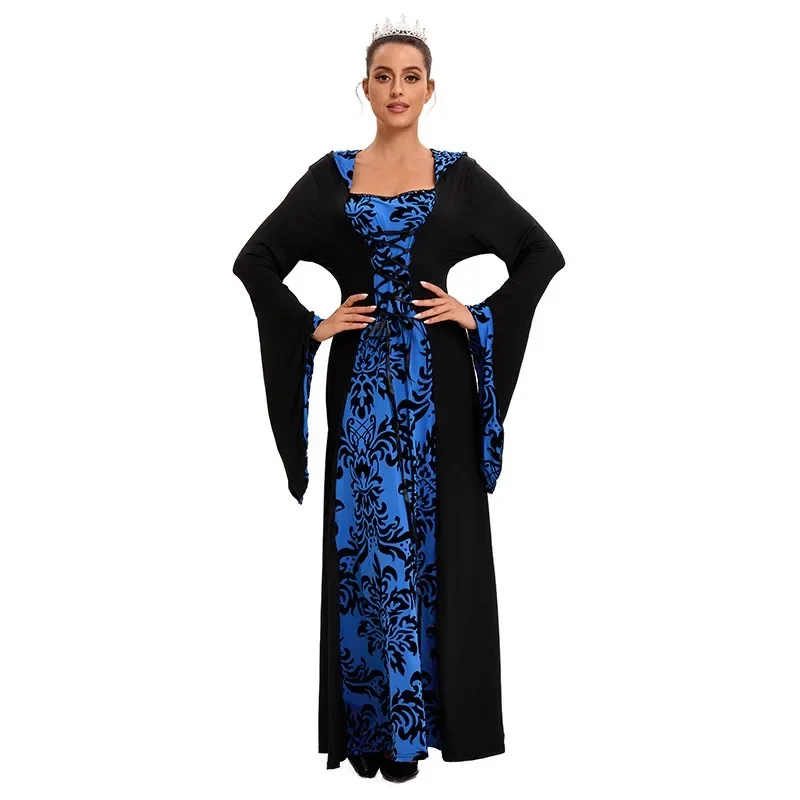 Halloween Cosplay Medieval Renaissance Costume Carnival Party Long Sleeve Princess Vampire Women Robe Dress For Adult Plus Size