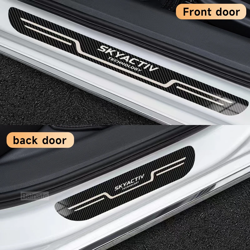4Pcs Car Stainless Steel For Mazda Skyactiv LOGO CX-3 2018 CX-5 Axela 6 Atenza Door Sill Pedal Welcome Scuff Plate Accessories