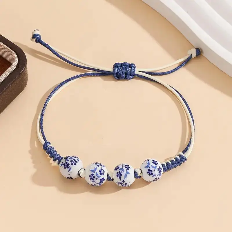 العصرية السيراميك سوار أنيق للنساء حساسة خمر زهرة العرقية نمط Bowknot الصليب بنات سوار الحفلات مجوهرات هدايا #5